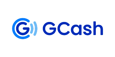 GCash logo: blue wordmark with circular icon on the left.