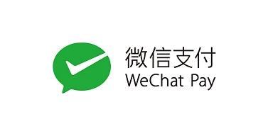 WeChat Pay logo: green speech bubble with white check, beside Chinese text 微信支付 and the English text WeChat Pay.